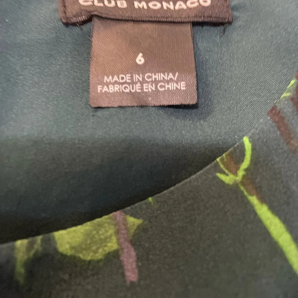 Club Monaco Sanai Silk Floral Crew Neck Long Sleeve Shift Dress - Picture 12 of 12